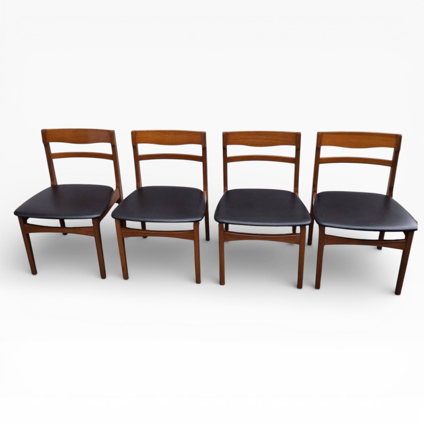 Nathan Teak Dining Chairs with Black Vinyl Seats – Set of Four — view 3