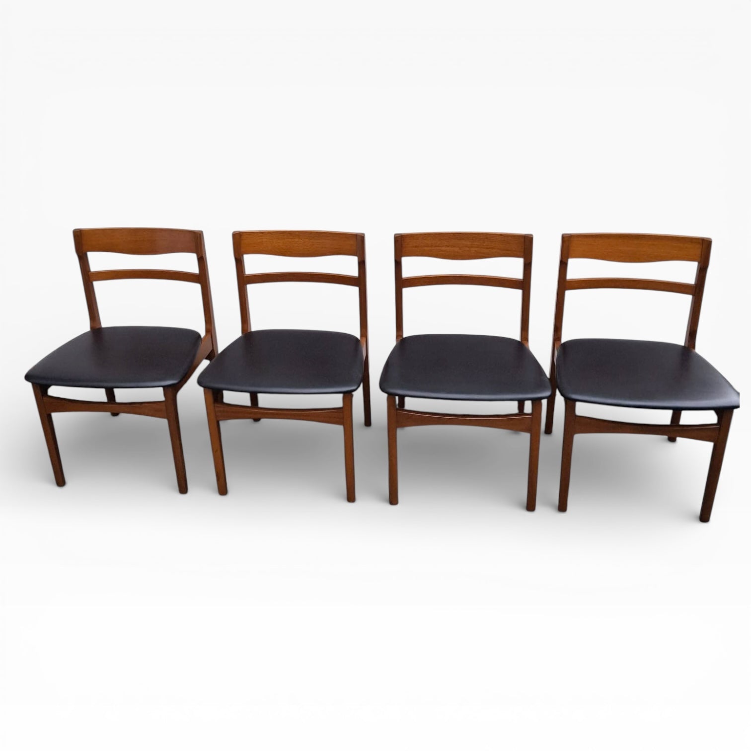 Nathan Teak Dining Chairs with Black Vinyl Seats – Set of Four — view 3