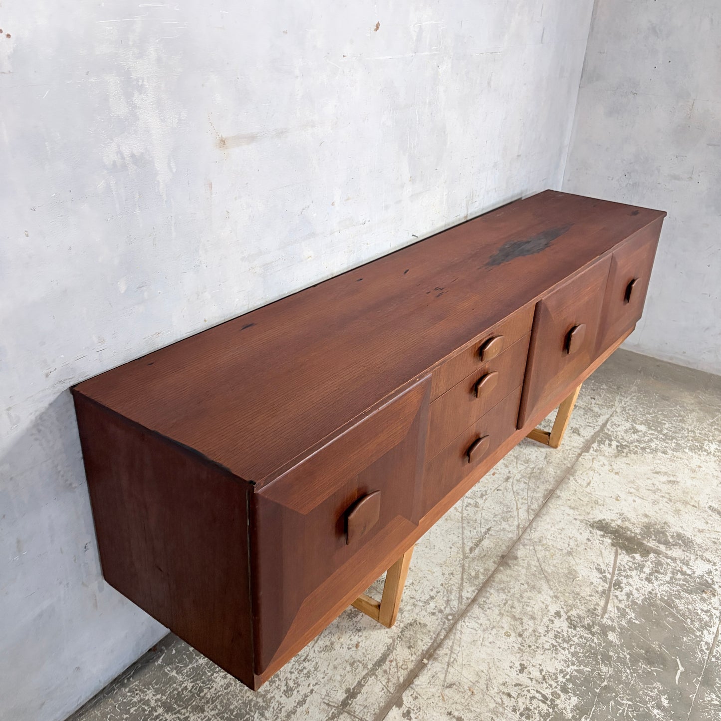 Mid Century Stonehill Teak Long Sideboard Drinks Cabinet with Drop-Down Bar — view 6