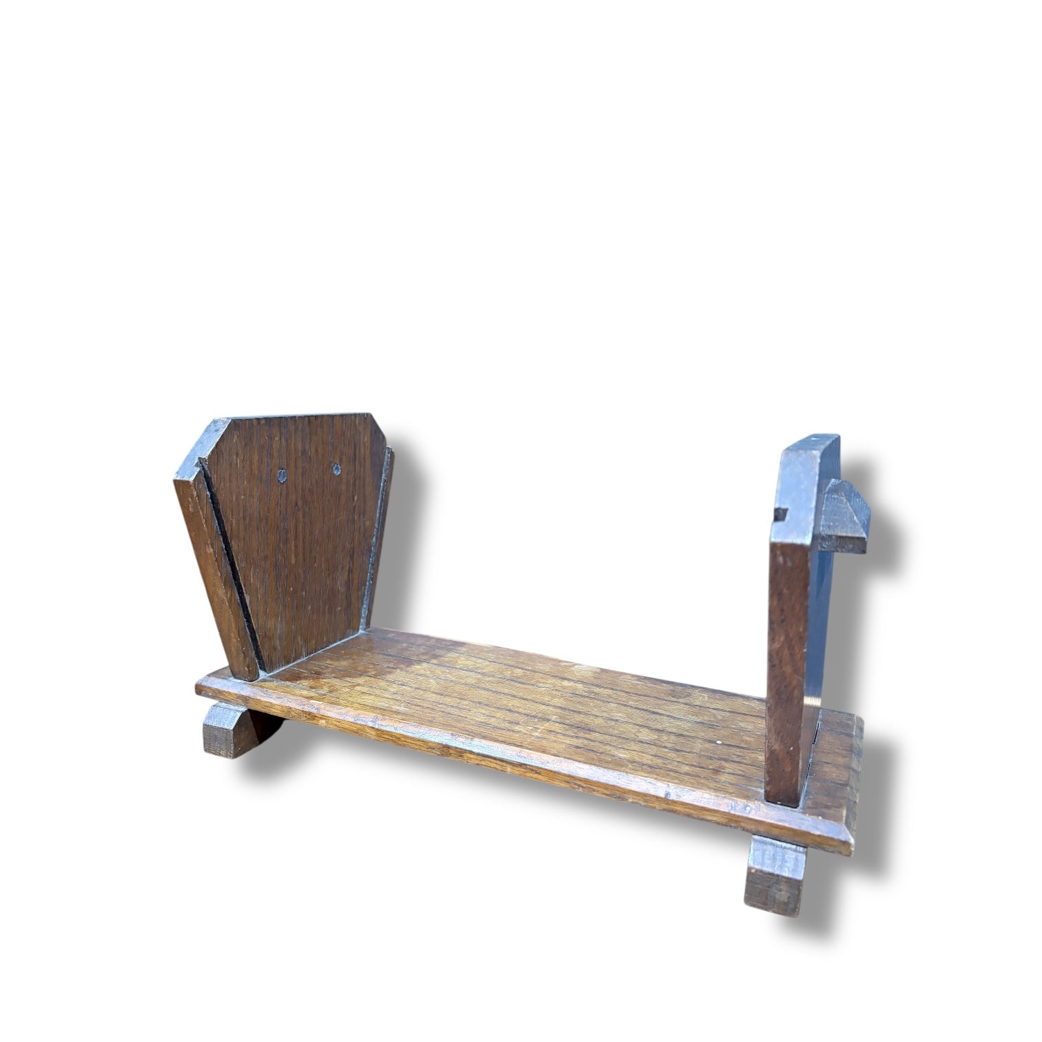 Arts & Crafts Solid Oak Book Trough | Antique Wooden Book Stand & Display — view 3