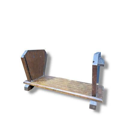 Arts & Crafts Solid Oak Book Trough | Antique Wooden Book Stand & Display — view 3