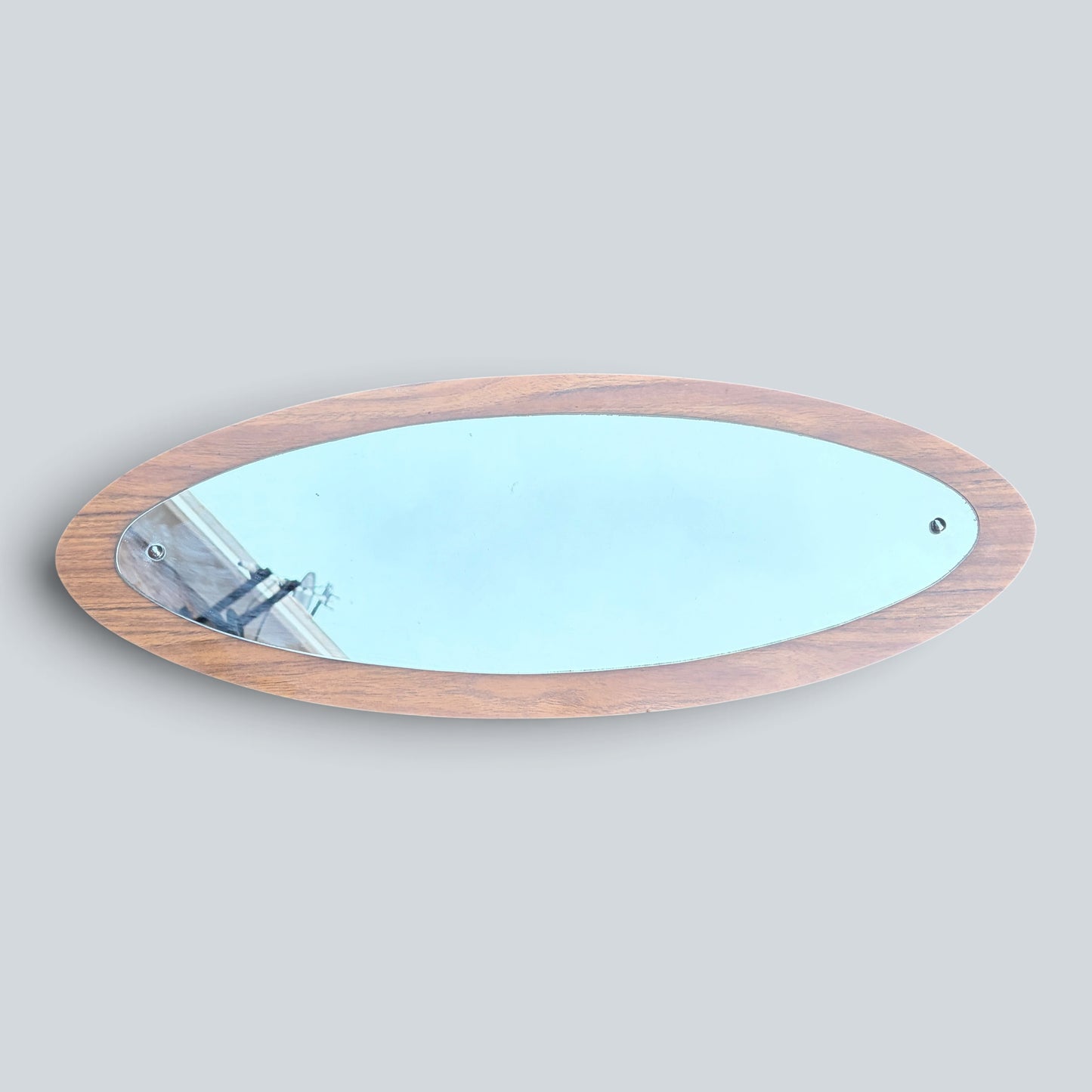 Mid-Century Space Age Oval Formica Wall Mirror – 1960s / 1970s