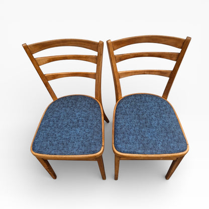 Beech Dining Chairs – Pair of Upholstered Vintage Chairs