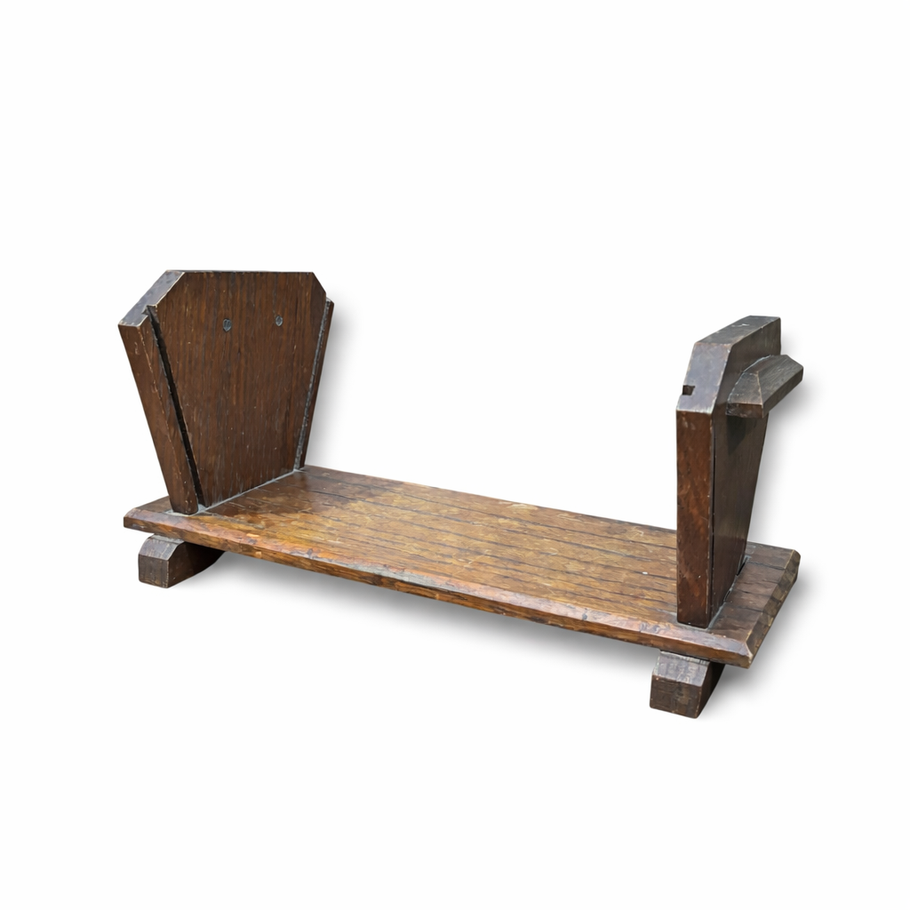 Arts & Crafts Solid Oak Book Trough | Antique Wooden Book Stand & Display