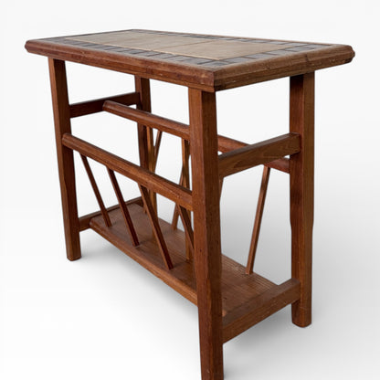 Mid-Century Teak Tiled Magazine Rack / Side Table