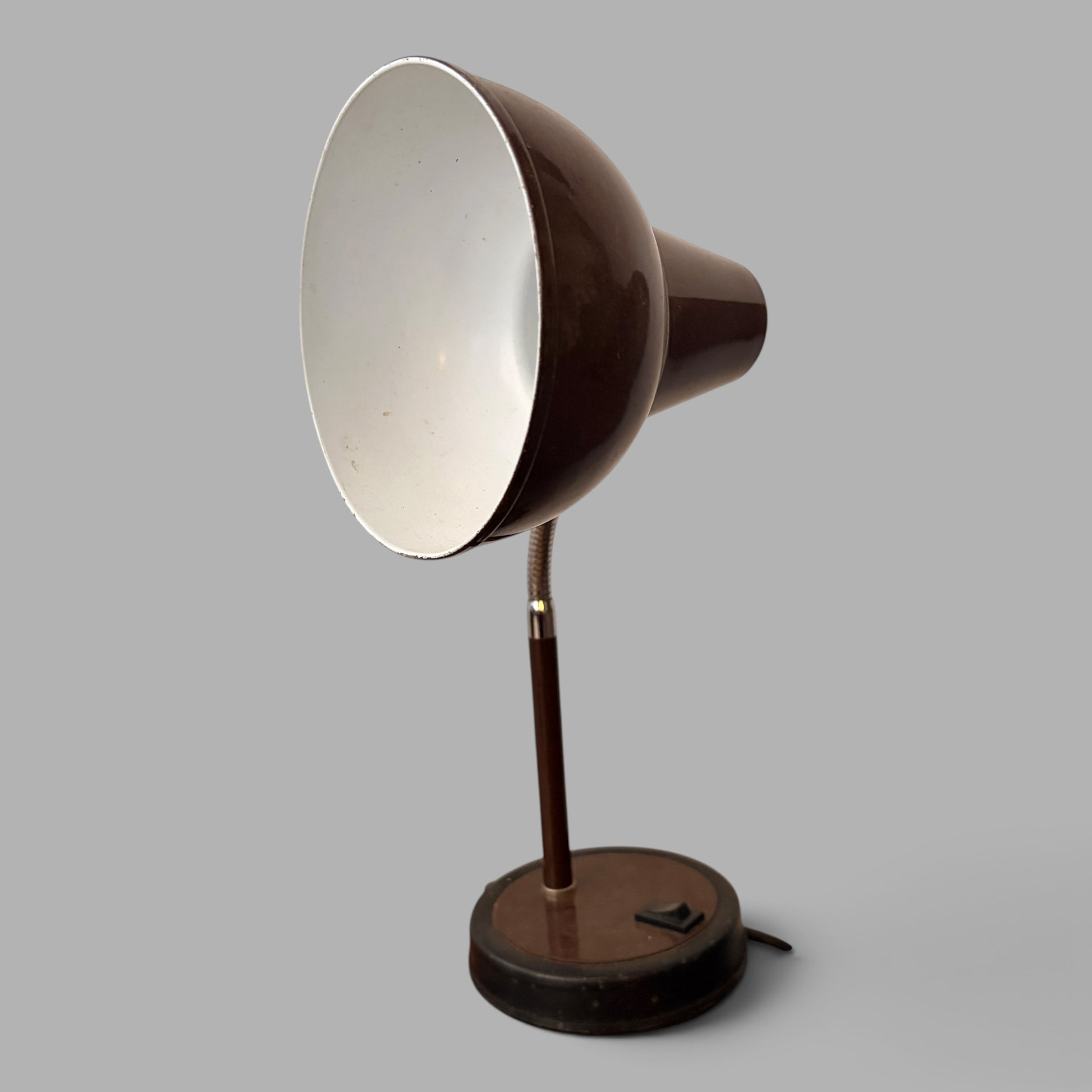 Vintage Italian Mid Century Chocolate Brown Adjustable Table Lamp