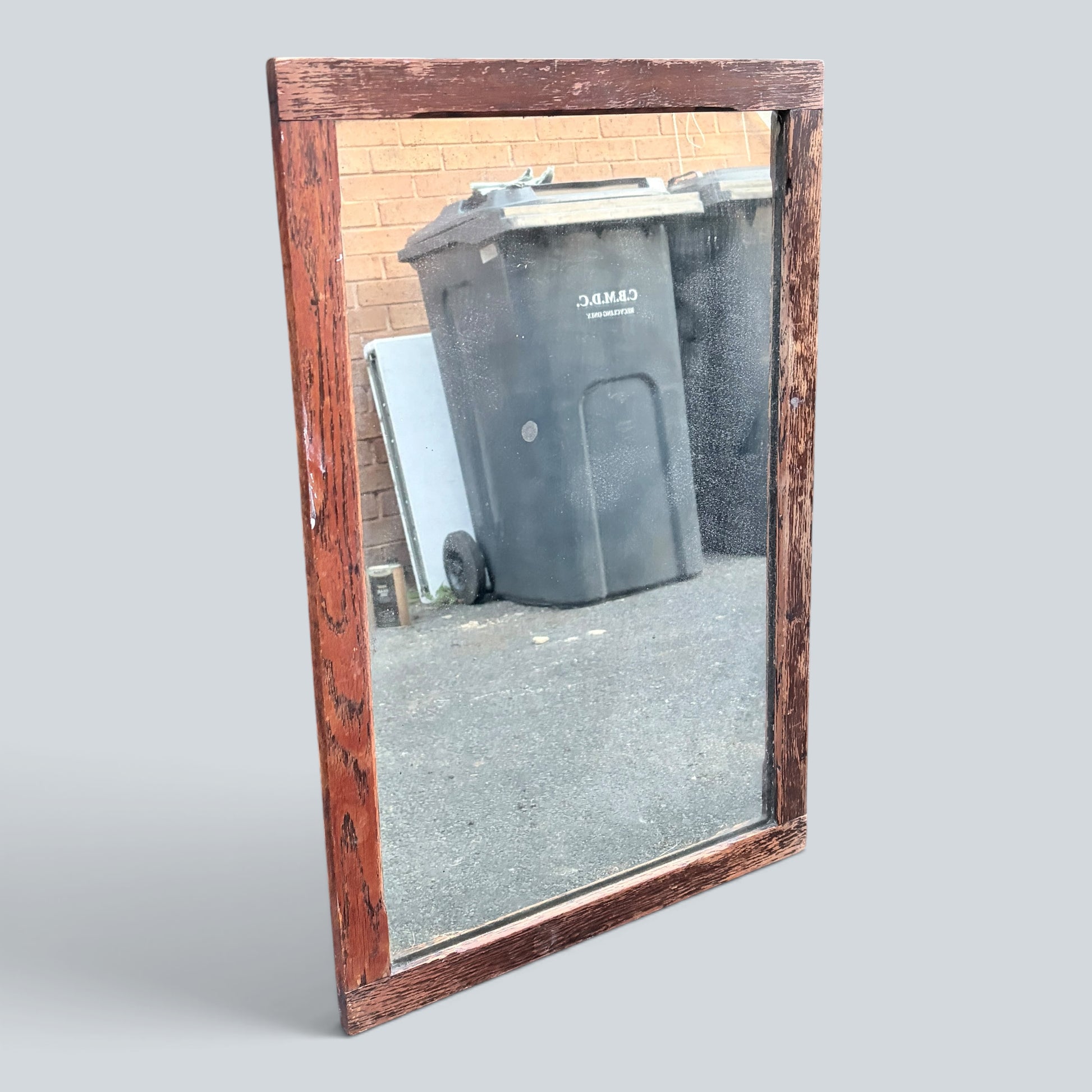Antique Victorian Carved Oak Wall Mirror | 19th Century Rectangular Mirror