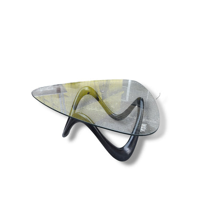 Rounded Triangular Glass Coffee Table with Pop Art Base