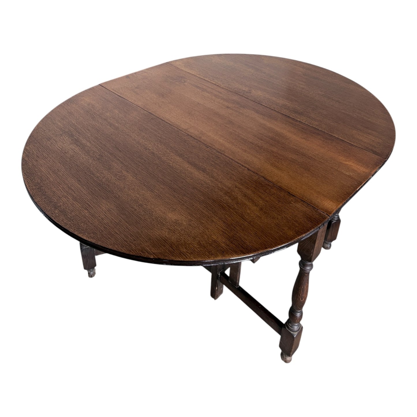 Vintage Oak Drop Leaf Dining Table – Round Gateleg Extending Table