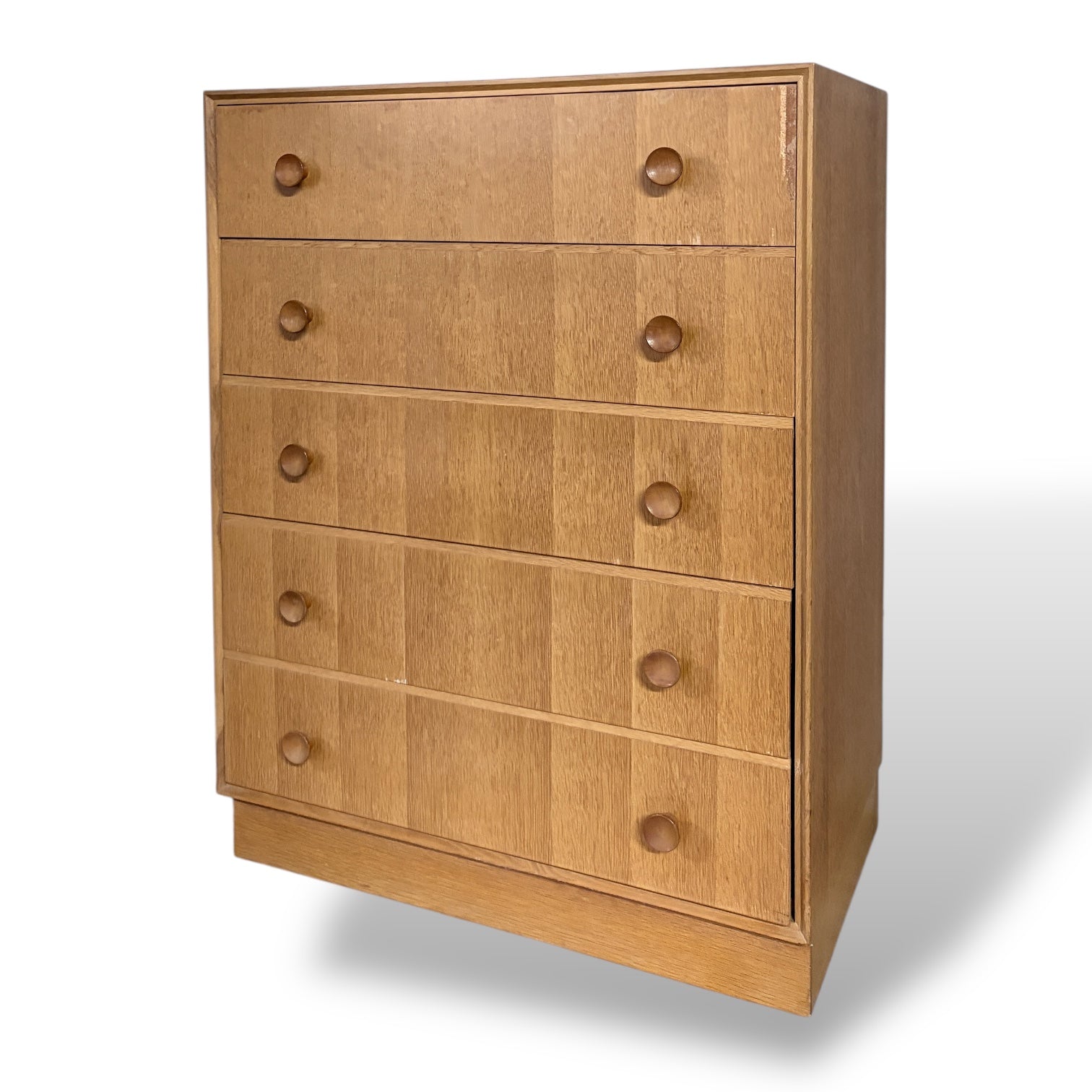 Mid-Century Meredew Oak Tallboy Chest of Drawers — view 5