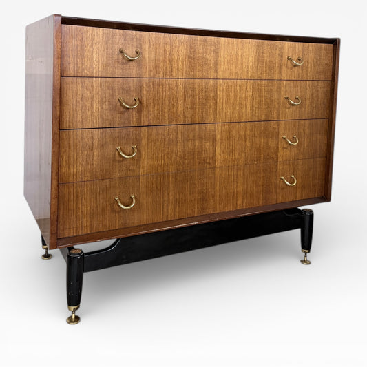 Mid Century Chest Drawers | G Plan Librenza Vintage Teak Dresser With Brass Handles