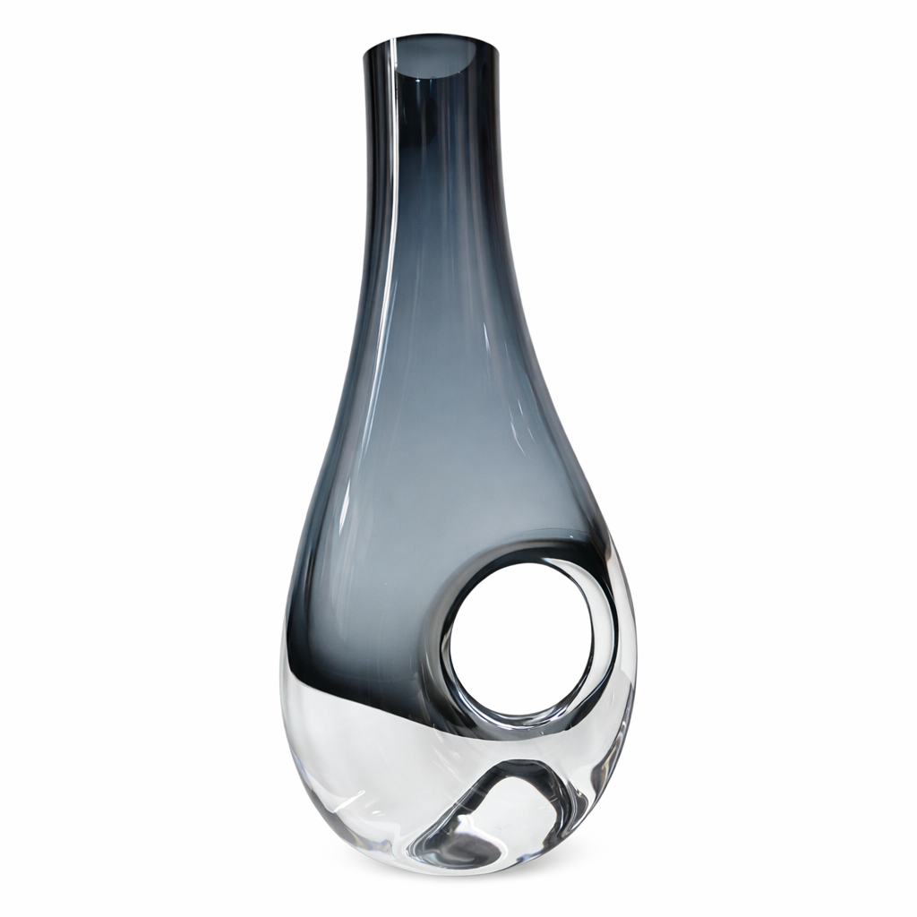 Mid Century Smoky Sklo Art Glass Vase with Circular Cut-Out, c.1970s