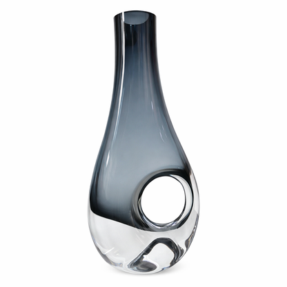 Mid Century Smoky Sklo Art Glass Vase with Circular Cut-Out, c.1970s