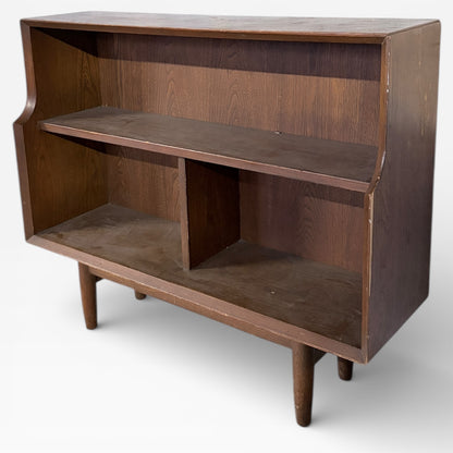 Oak Veneered Bookcase - Mid Century Small Display Shelf | Compact Storage Unit