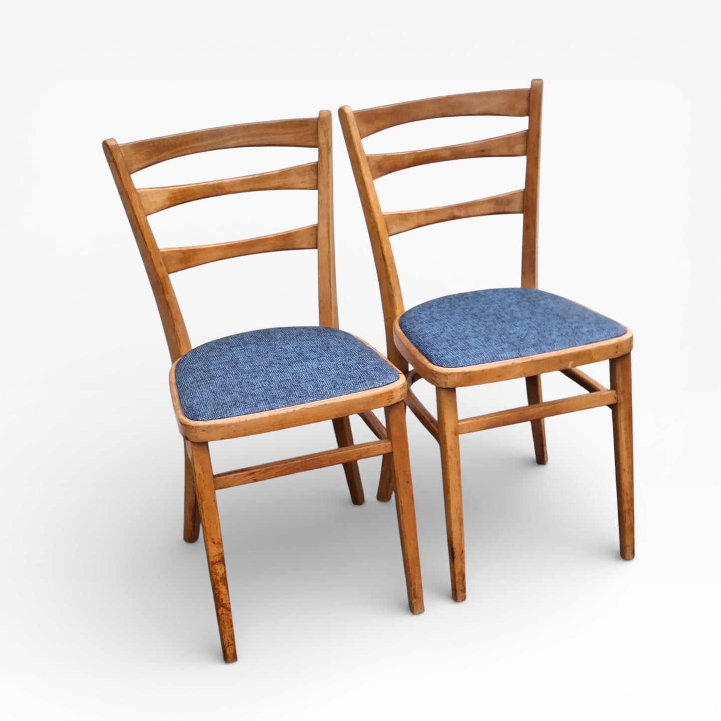 Beech Dining Chairs – Pair of Upholstered Vintage Chairs