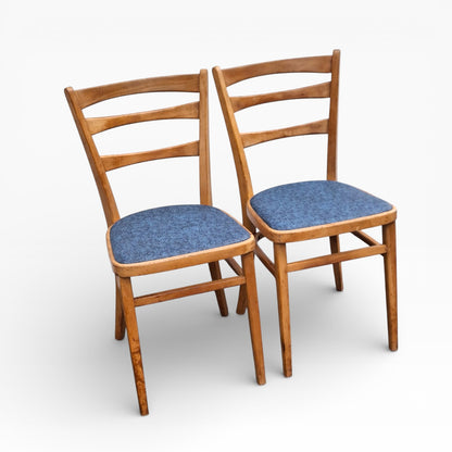 Beech Dining Chairs – Pair of Upholstered Vintage Chairs