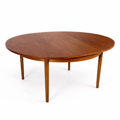 Vintage Danish Round Extending Dining Table – Mid-Century Modern