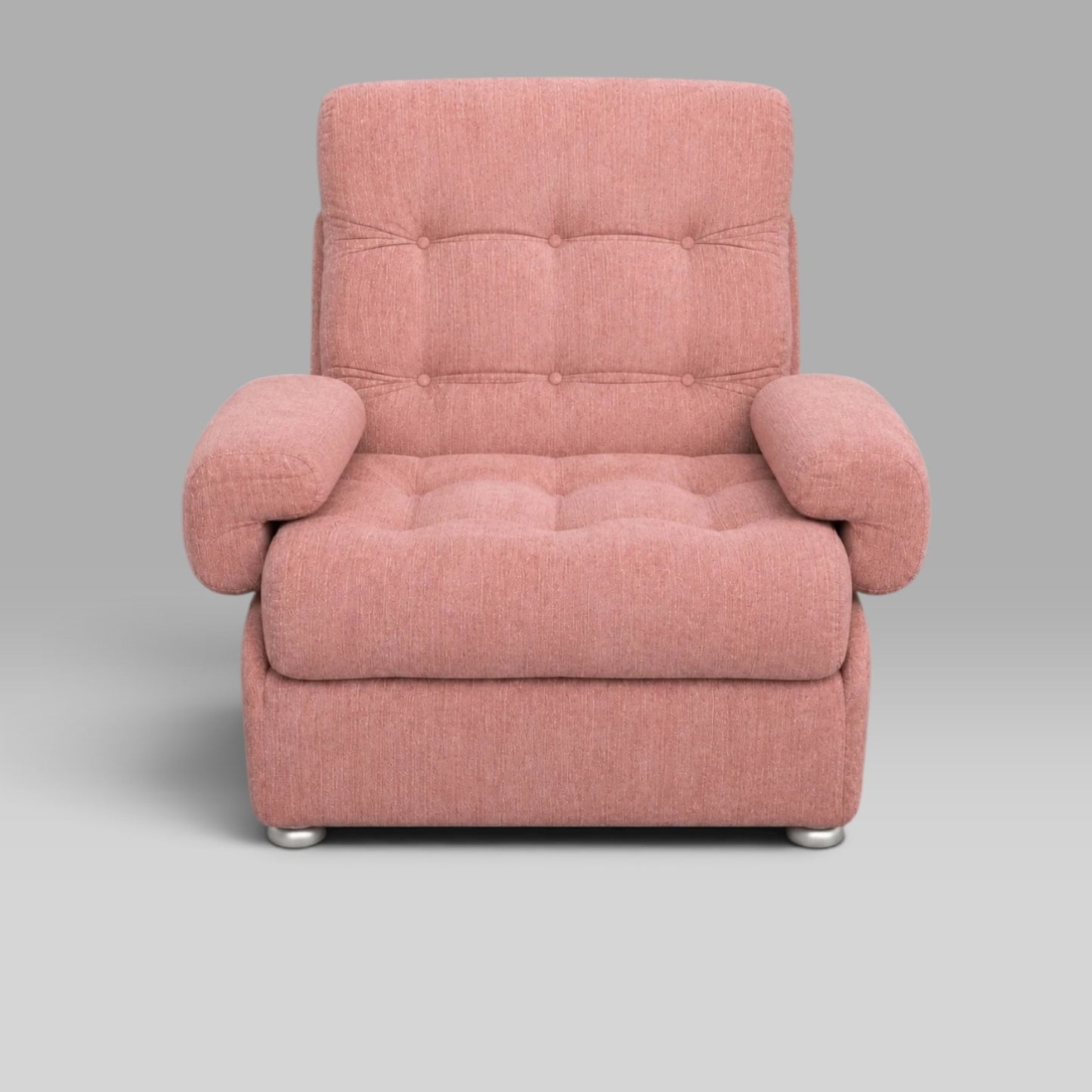 1970s Heals Modular Lounge Armchair Dusty Pink Button-Tufted Mid Century Chair
