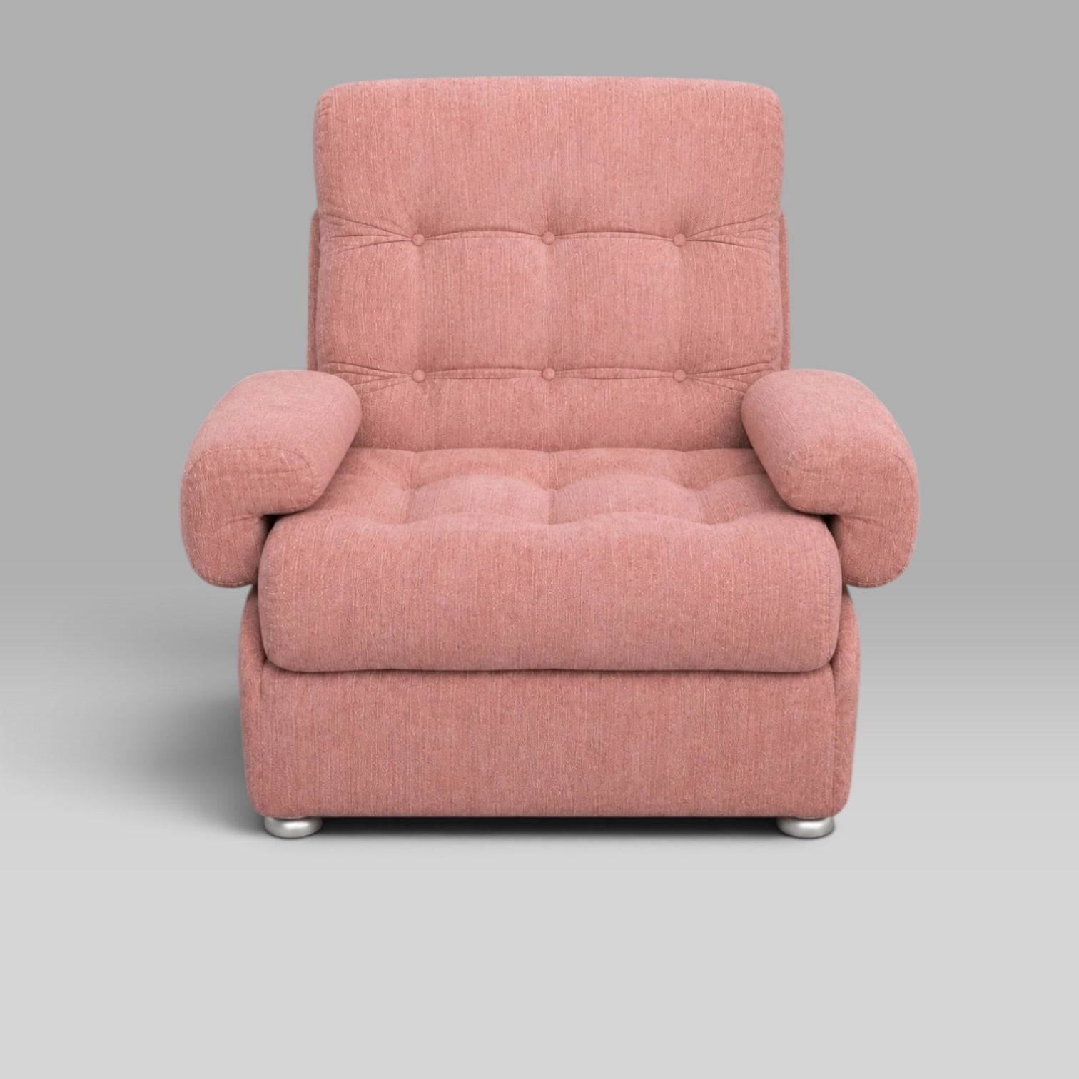 1970s Heals Modular Lounge Armchair Dusty Pink Button-Tufted Mid Century Chair