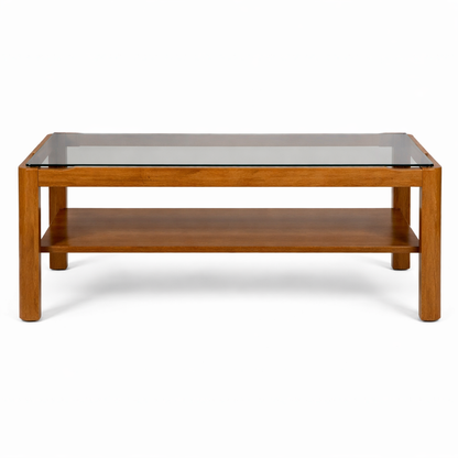 Mid Century Myers Teak & Smoked Glass Coffee Table