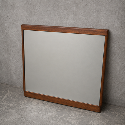 Mid Century Danish Style Teak Square Mirror