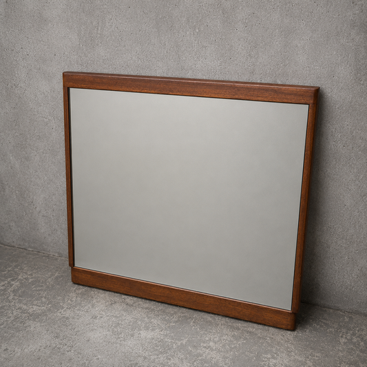 Mid Century Danish Style Teak Square Mirror