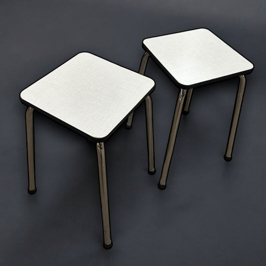 Mid Century White Formica Bar Stools