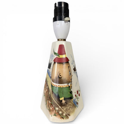 Vintage Ceramic Lamp – Hand-Painted Humpty Dumpty Table Lamp Base with Storybook Design