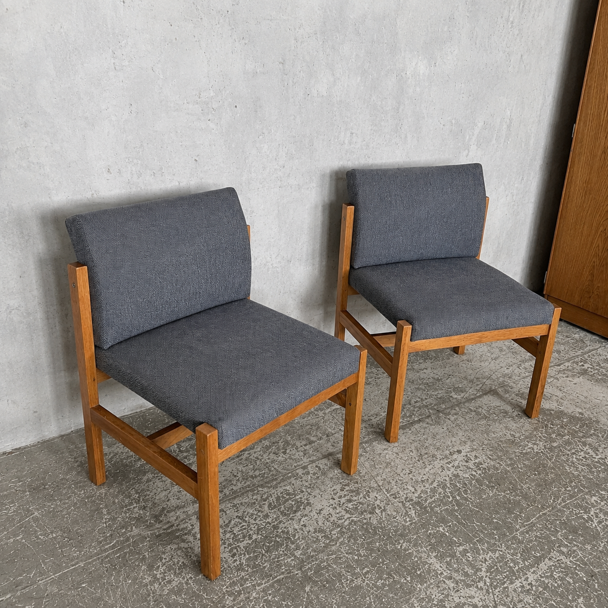Pair of 1970s Brutalist Pine & Oak Lounge Chairs | Mid Century