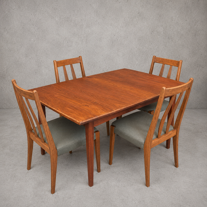 Mid Century Gordon Russell Dining Table & Drylund Danish Teak Chairs Set