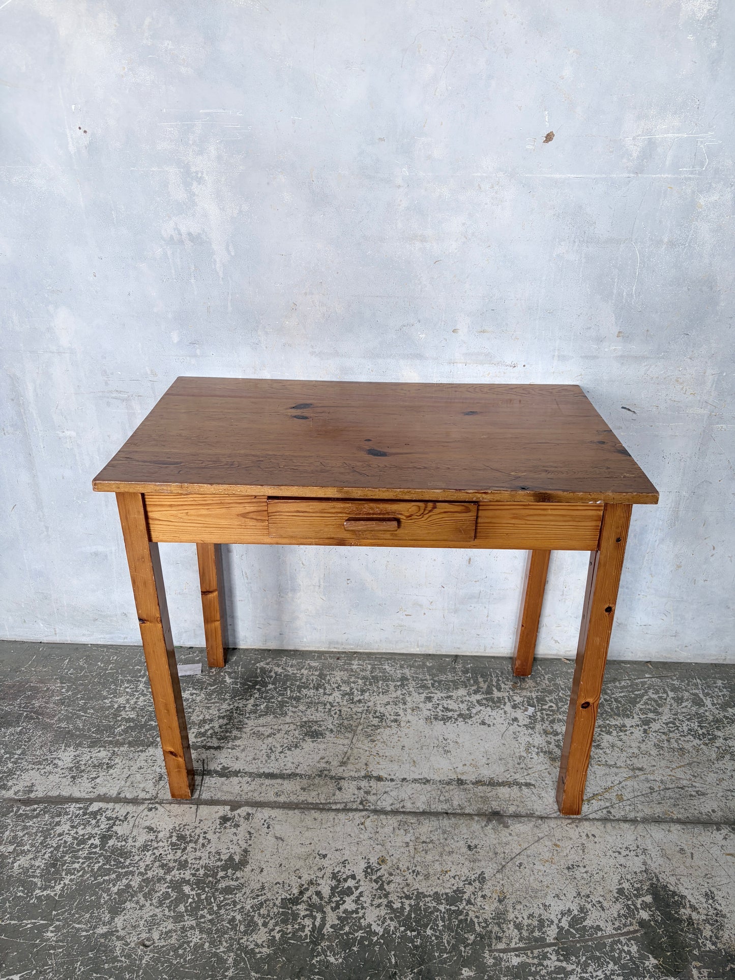 Vintage Compact Pine Writing Desk with Drawer