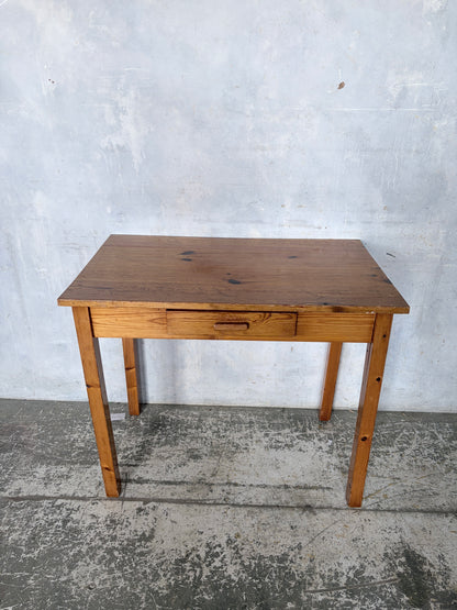 Vintage Compact Pine Writing Desk with Drawer