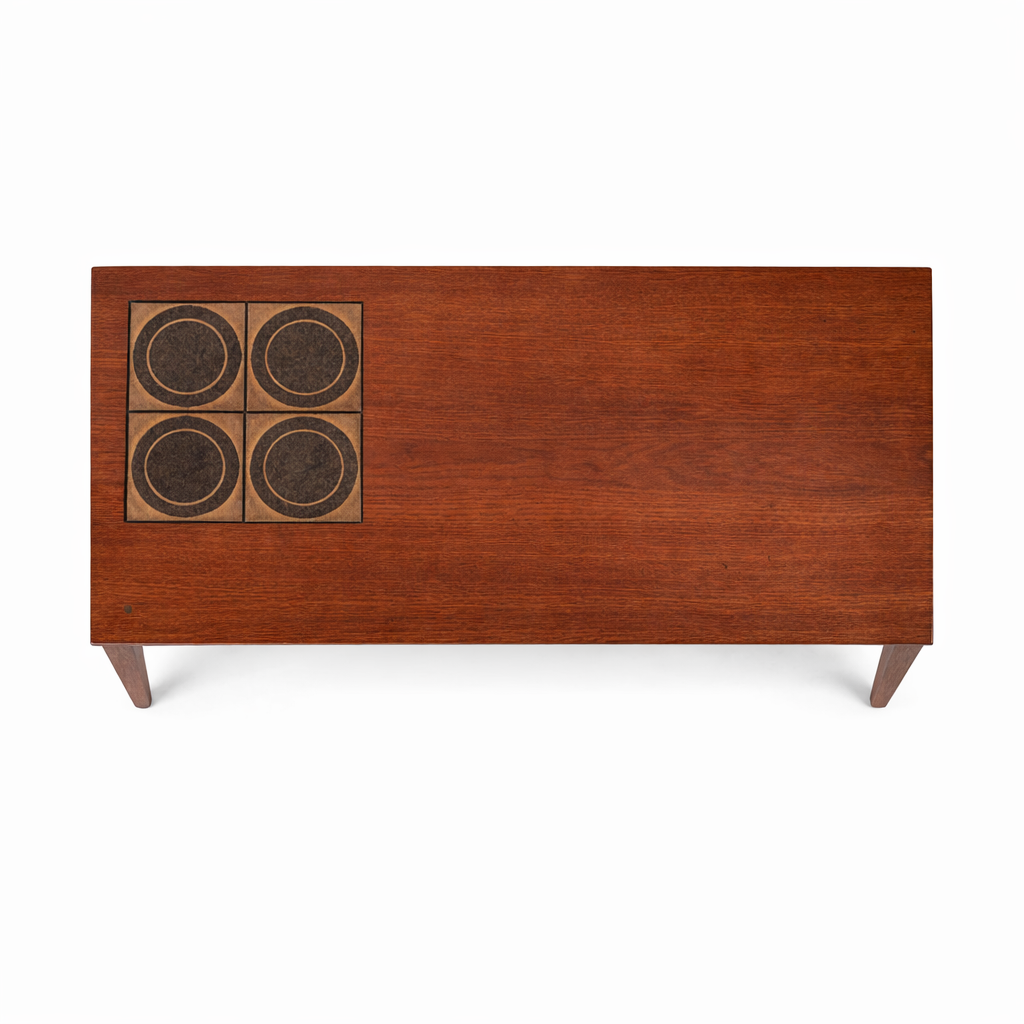 Mid Century Danish Domino Teak Tile Coffee Table