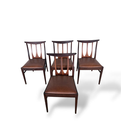 G Plan Brasilia Dining Chairs – Set of Four – Teak & Brown Vinyl