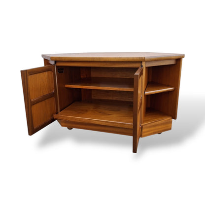 Mid Century Nathan Teak Compact Media Unit / Corner TV Cabinet
