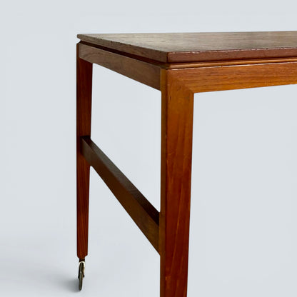 Mid-Century Danish Teak Drinks Trolley on Brass Castors