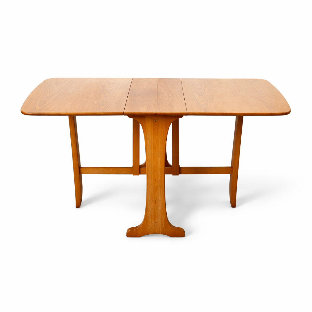 Mid Century Vintage Teak Drop Leaf Extending Dining Table
