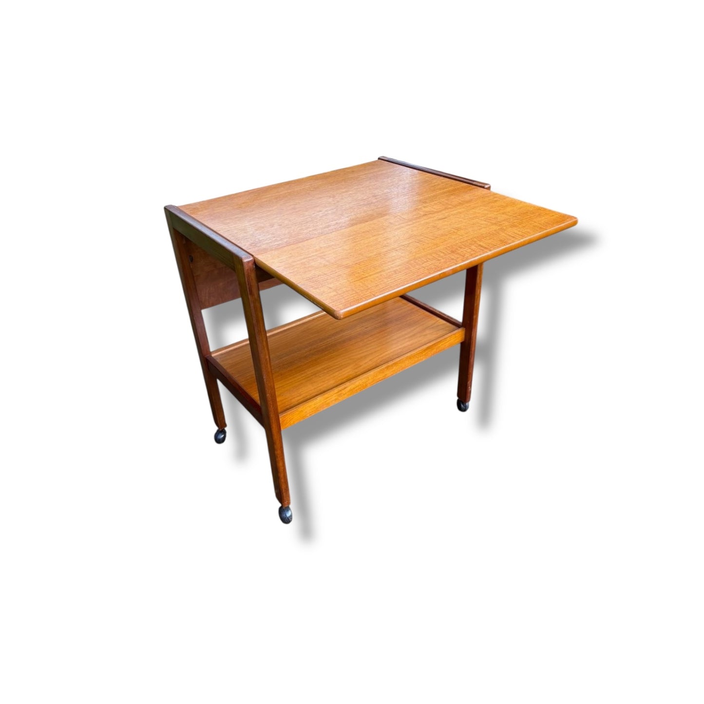 Vintage Teak Drop-Leaf Drinks Trolley on Castors | Mid-Century Bar Cart
