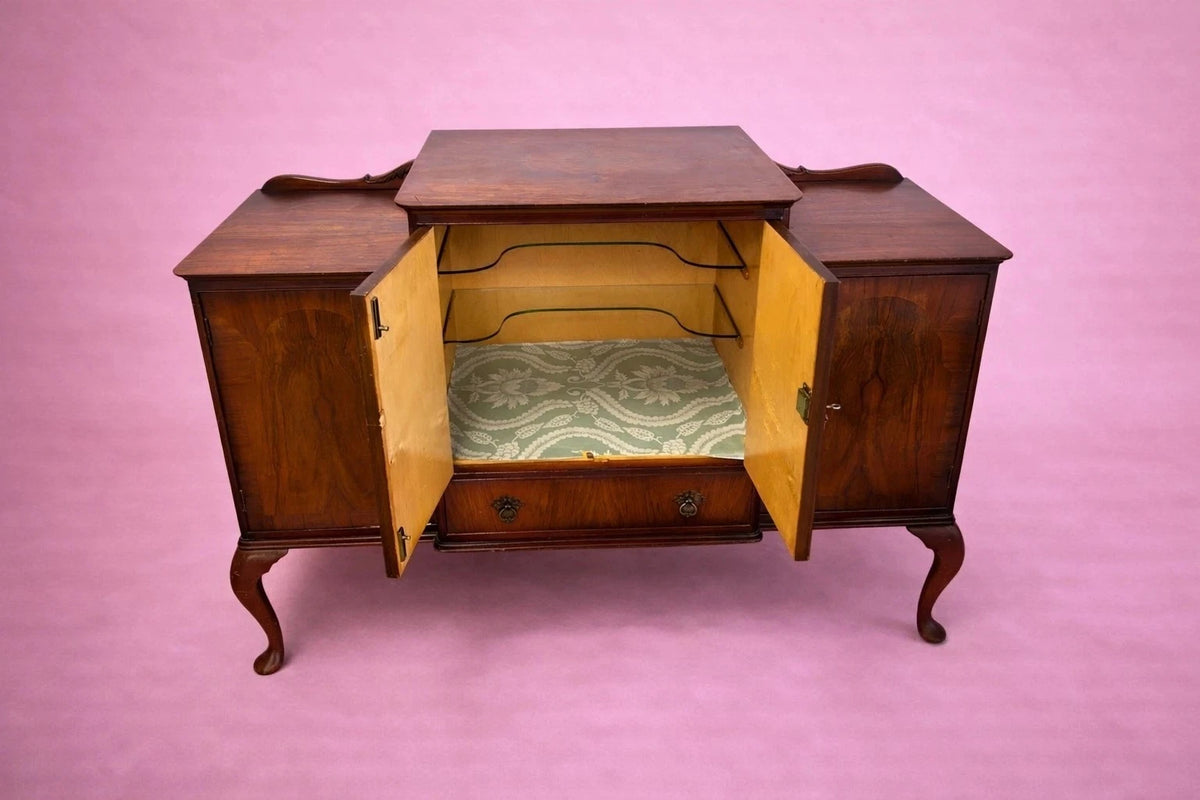 Art Deco Burr Walnut Queen Anne Drinks Cabinet Sideboard - image 2