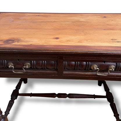 Mahogany, Pine & Oak Console Table with Two Drawers