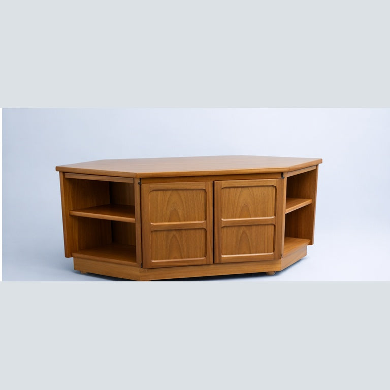 Mid Century Nathan Teak Compact Media Unit / Corner TV Cabinet