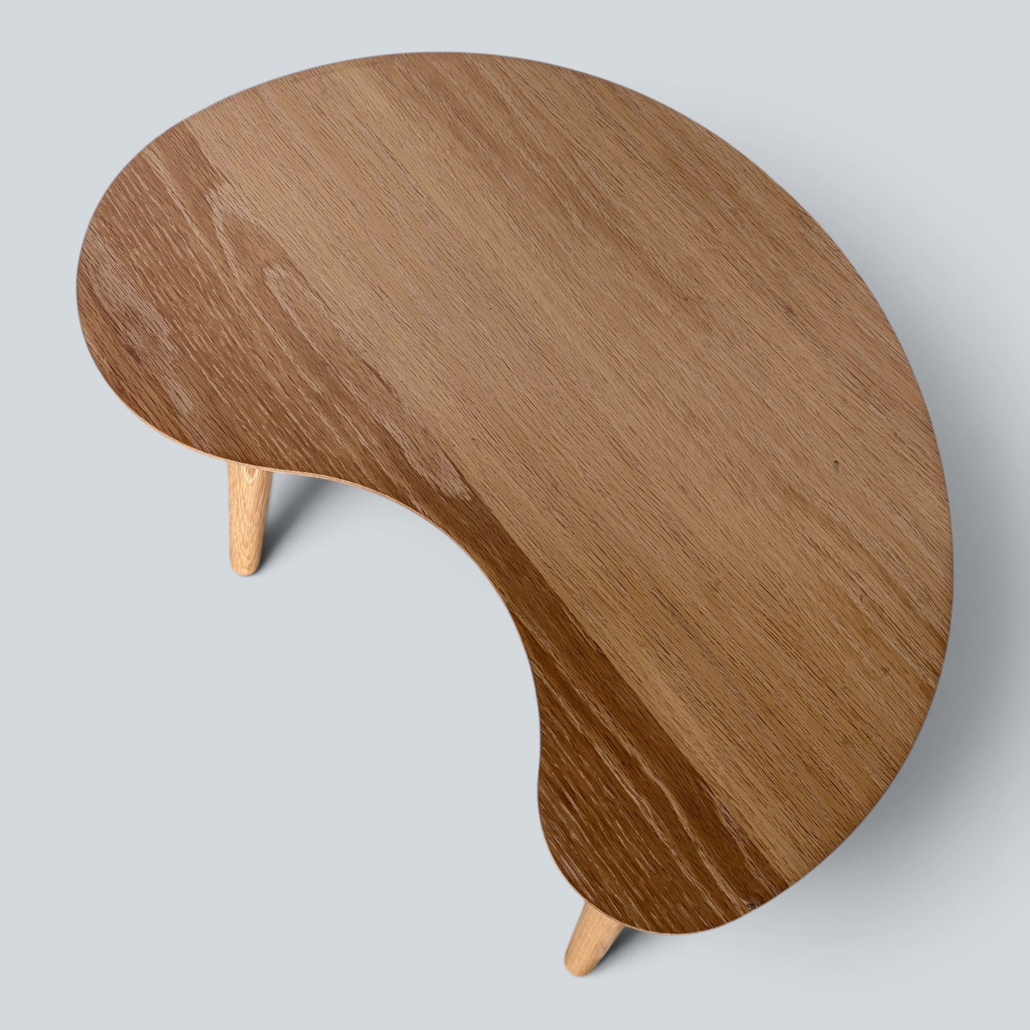Mid Century Kidney Bean Oak Coffee Table Sculptural Organic Occasional Table