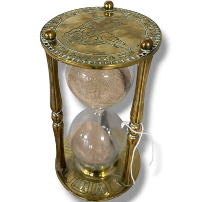 Vintage Brass Hourglass – Solid Father Time Timer with Zodiac & Roman Numerals