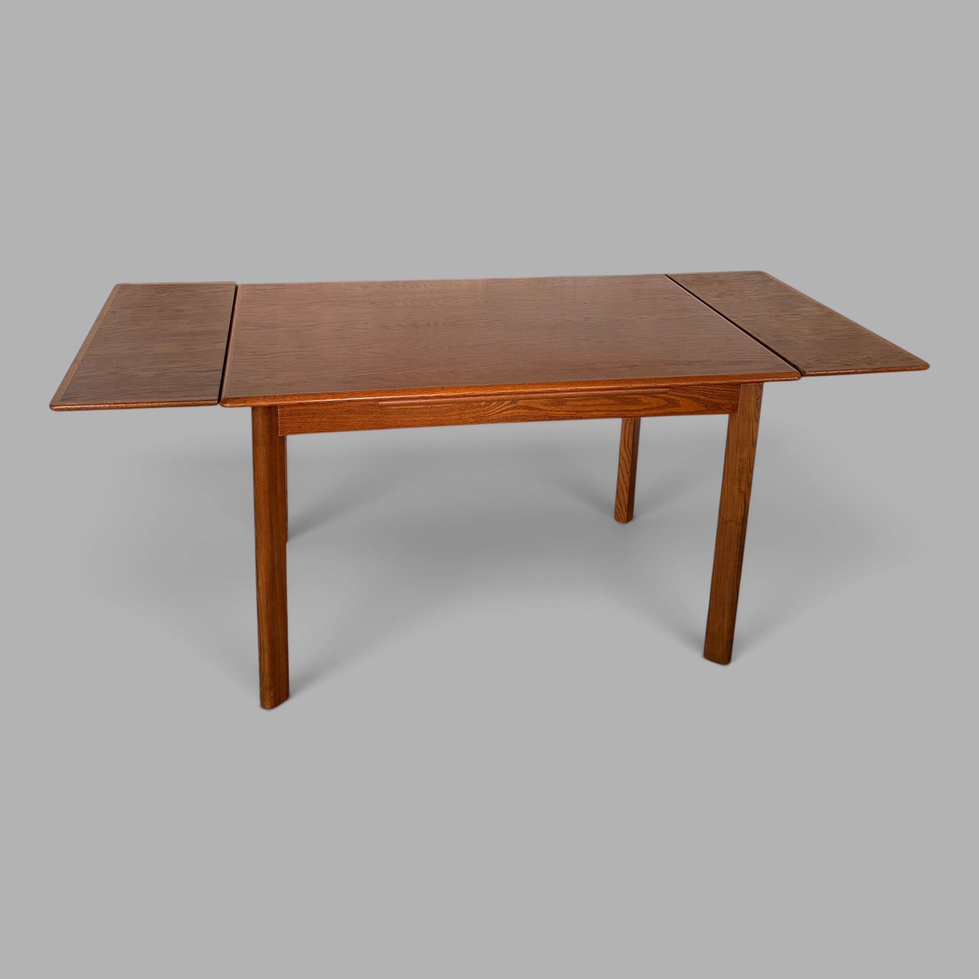 Mid Century Teak, Walnut & Oak Draw Leaf Extending Dining Table