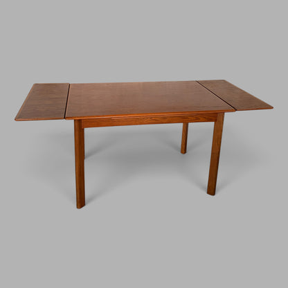 Mid Century Teak, Walnut & Oak Draw Leaf Extending Dining Table