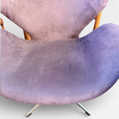 Mid Century Purple Swivel Lounge Chair with Chrome Base