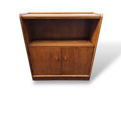Vintage Oak Cabinet Bookcase with Cupboard Storage