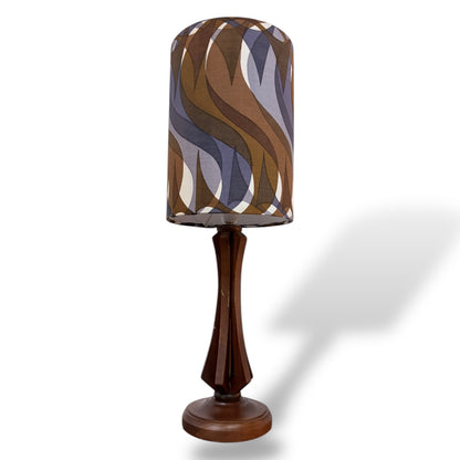 Vintage Teak Table Lamp with Elizabeth Armstrong Sigma Fabric for Hull Traders by Lightfandango