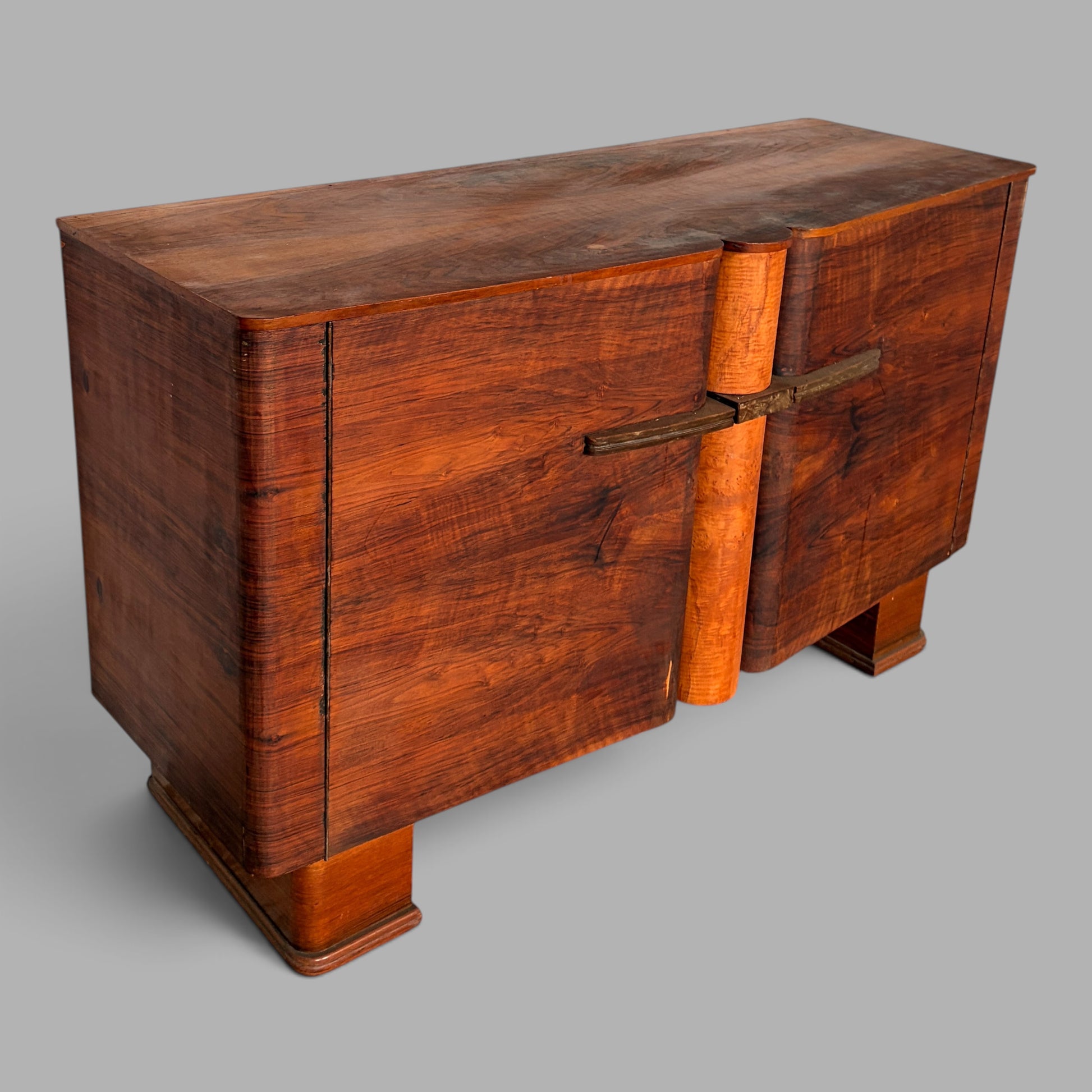 Art Deco Walnut Sideboard by Talent | Bakelite Handles | 1930s Vintage Cabinet