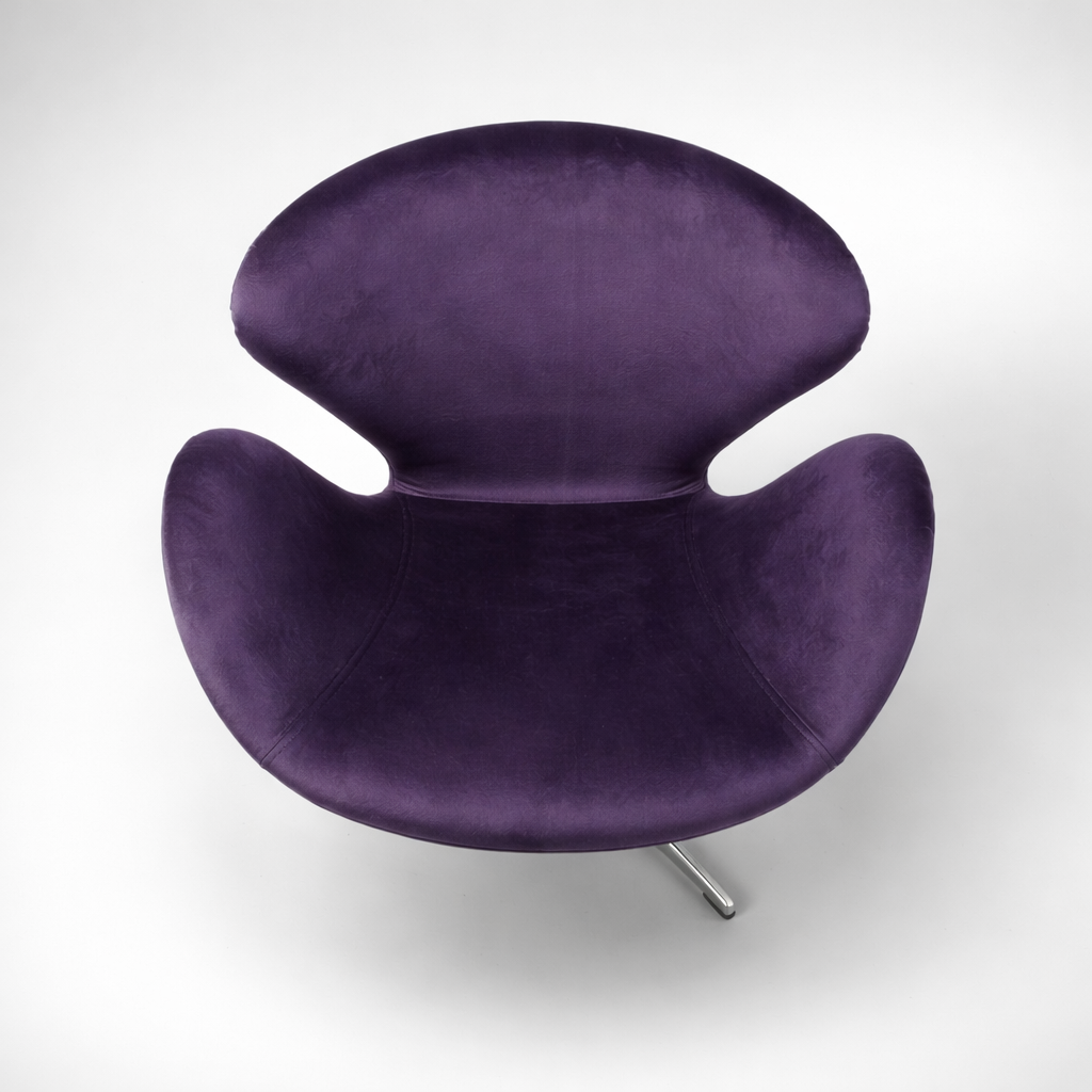 Mid Century Purple Swivel Lounge Chair with Chrome Base
